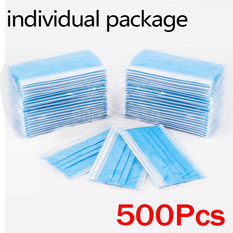 Disposable Mask Blue - 10-500 unidades de máscaras descartáveis para