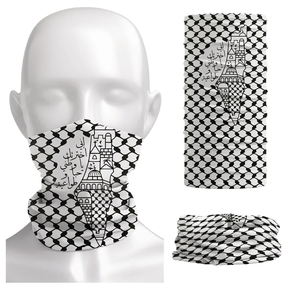 Neck Gaiter Face Cover - Bandana de Caligrafia Árabe com Padrão